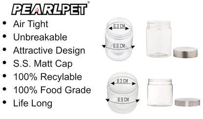 Plus Round Jars with Steel caps - Set of 12 - 300 ml, 500 ml