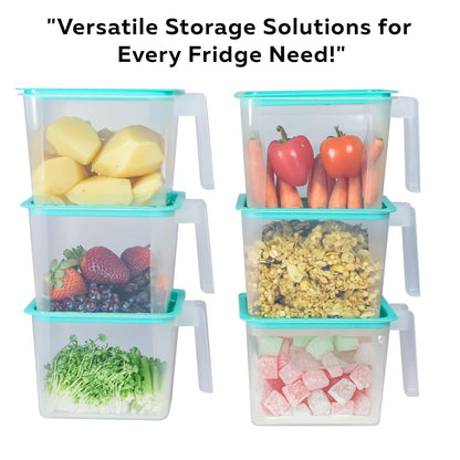 Fridge Storage Boxes (Pack of 6, 1100 ml each), Fridge Organizer | Fridge Storage Containers Keeps Fruits, Vegetables, Fresh Longer