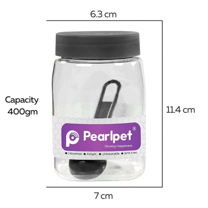 Space Saver Square Jar Set with Plastic LID, 400 ml, 6 Pcs