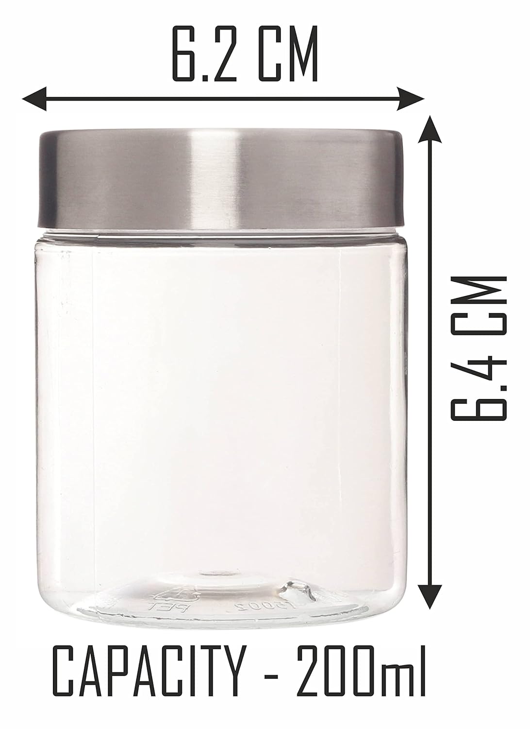 Plus Round Jars with Steel caps - Set of 12 - 200 ml