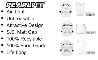 Plus Round Jars with Steel caps - Set of 18 - 300 ml, 500 ml, 1.7 litres