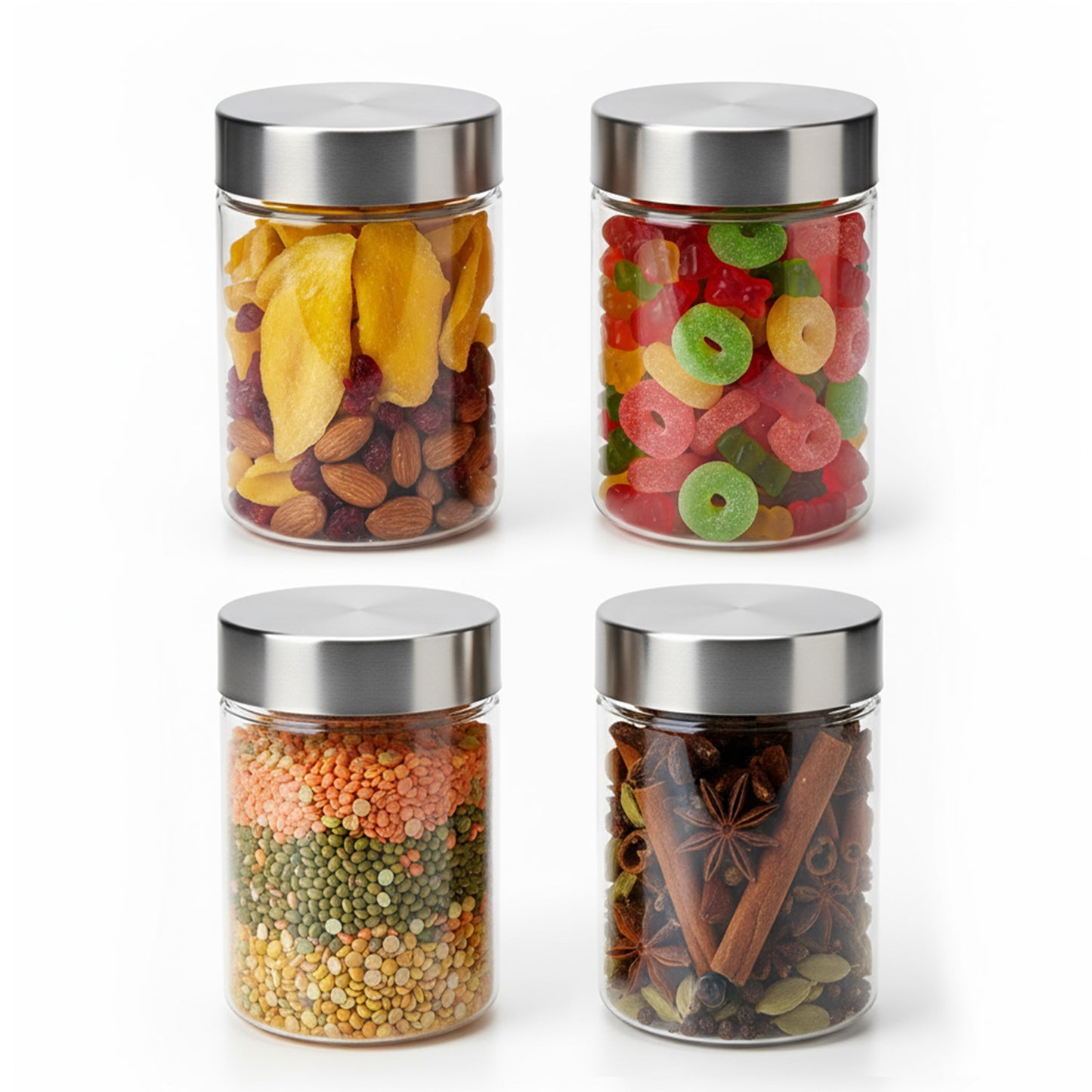 Plus Round Jars with Steel caps - Set of 4 - 750 ml