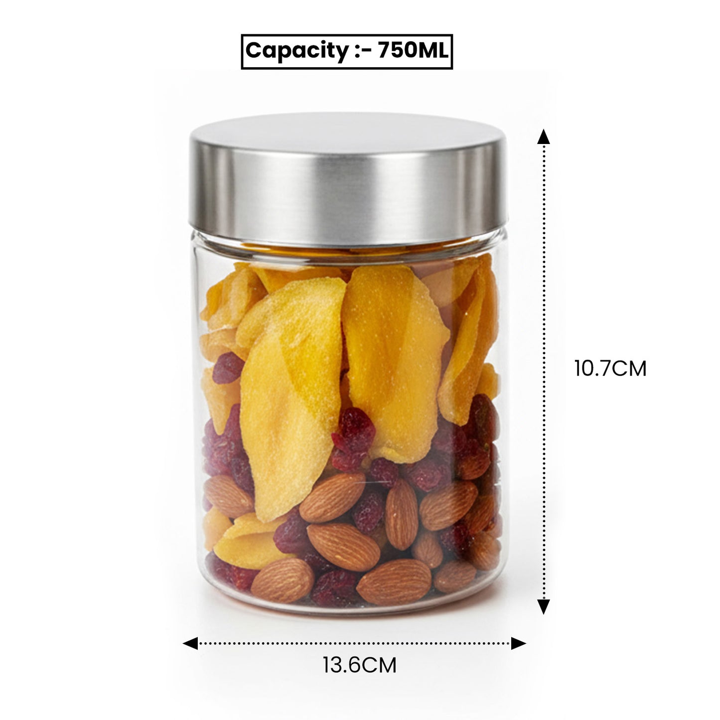 Plus Round Jars with Steel caps - Set of 6