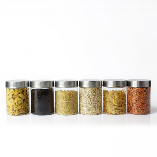Plus Round Jars with Steel caps - Set of 6 - 750 ml