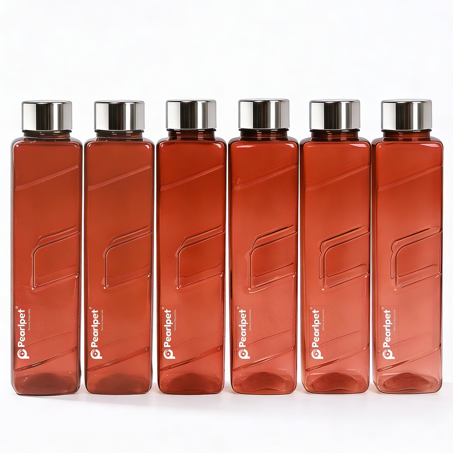1000ml Gripper Square Water Bottle with steel cap - Set of 6