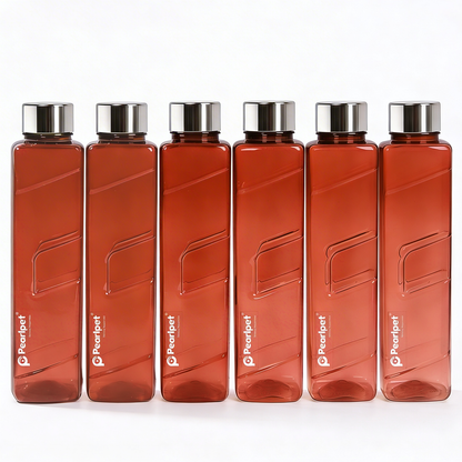 1000ml Gripper Square Water Bottle with steel cap - Set of 6