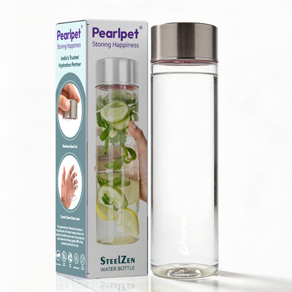 Transparent water bottle |Premium pet water bottle with steel cap |1 piece |1000ml