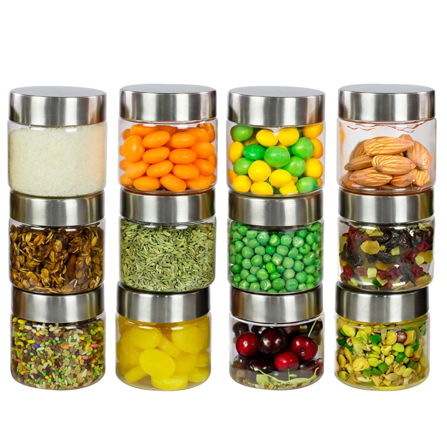 Plus Round Jars with Steel caps - Set of 12 - 200 ml