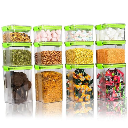 PEARLPET Click n Seal Plastic Kitchen Storage Container |BPA-Free Containers |Stackable Design |Set of 12 Pcs (400 ml,700 ml & 1200 ml)