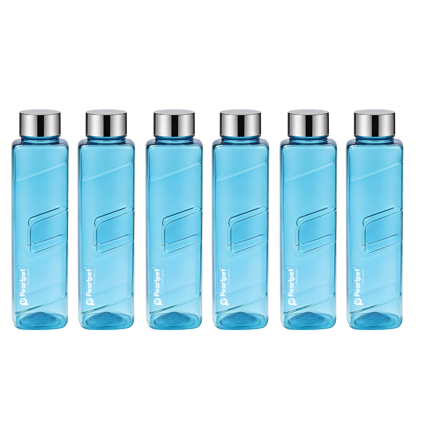 1000ml Gripper Square Water Bottle with steel cap - Set of 6