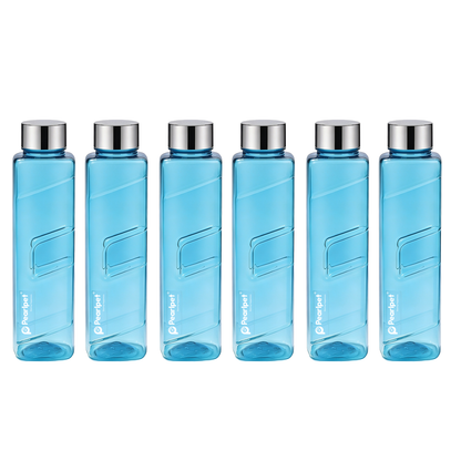 1000ml Gripper Square Water Bottle with steel cap - Set of 6