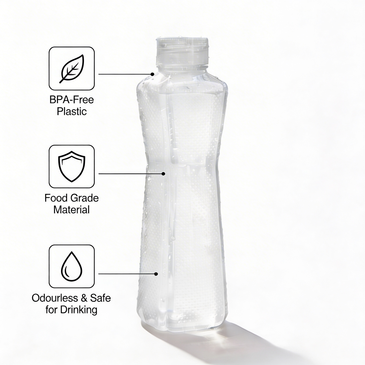 1000ml Hexagrip Square Water Bottle - Set of 6