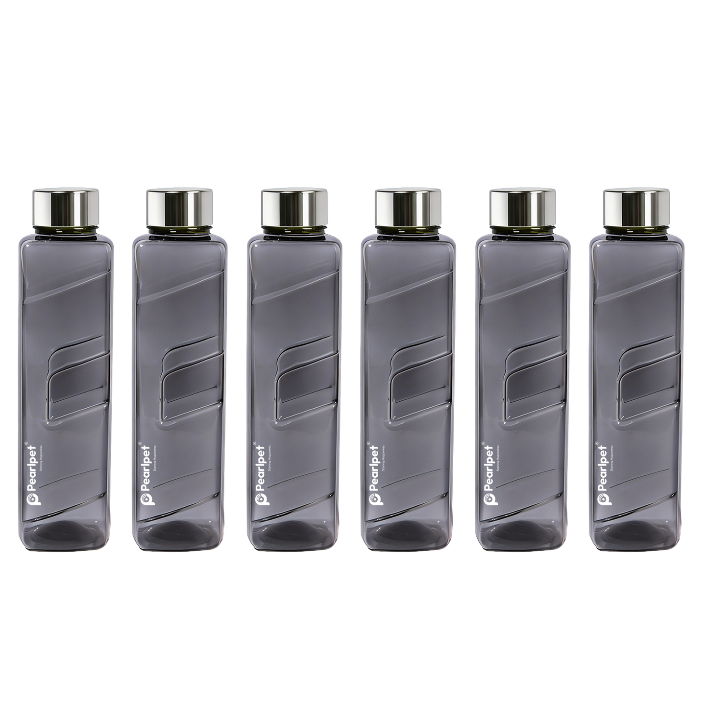 1000ml Gripper Square Water Bottle with steel cap - Set of 6