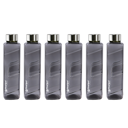 1000ml Gripper Square Water Bottle with steel cap - Set of 6