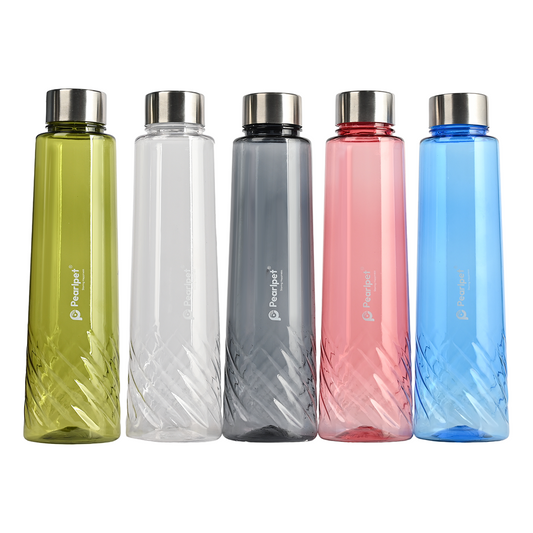 1000ml Lovely Round Bottle with Steel Cap Assorted - Set of 5