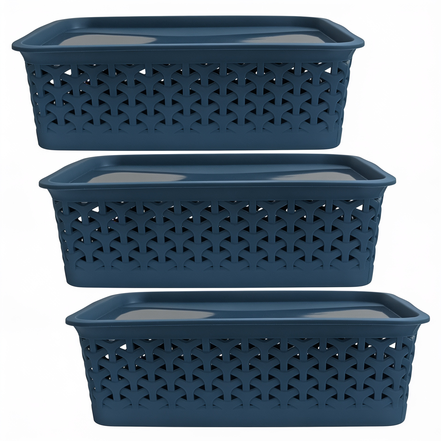 PEARLPET Everyday Basket Pack of 3 with Lid – Smart organisation for every corner of your home