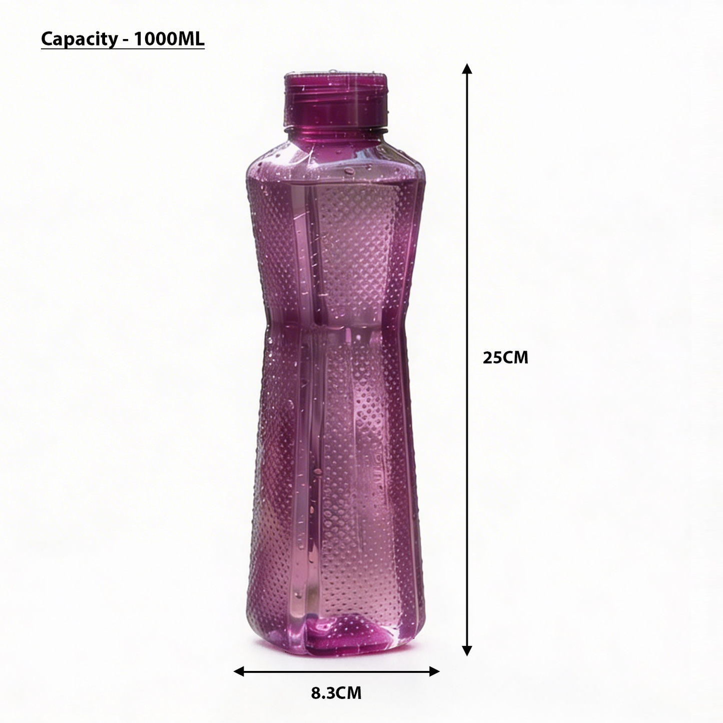 1000ml Hexagrip Square Water Bottle - Set of 6
