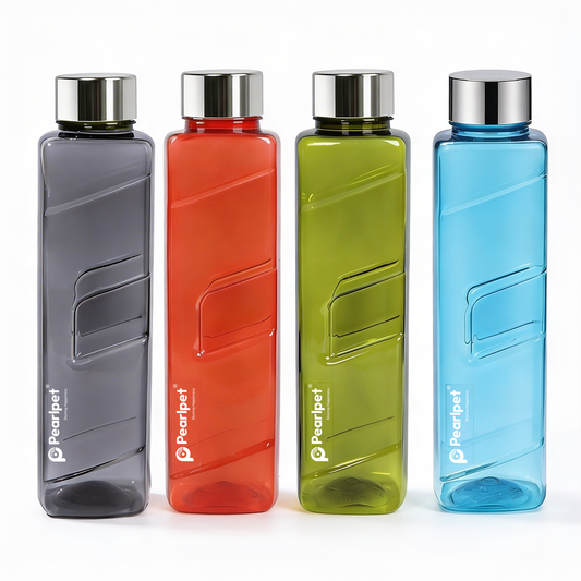 1000ml Gripper Square Water Bottle Assorted (Multicolor) - Set of 4