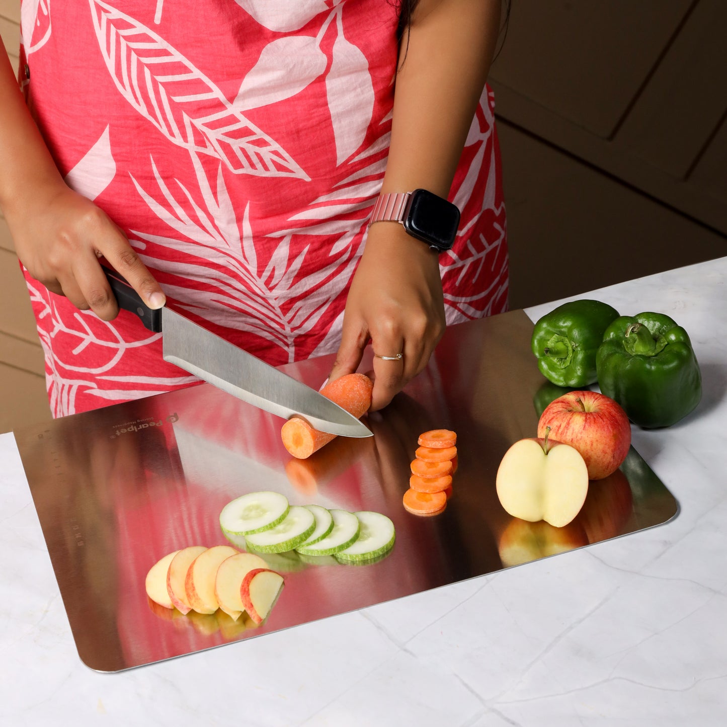 PEARLPET Stainless Steel Countertop Chopping Board - Versatile, Durable, and Hygienic |Heavy-Duty Countertop Board for Vegetables, Fruits, Meats, Kneading Dough