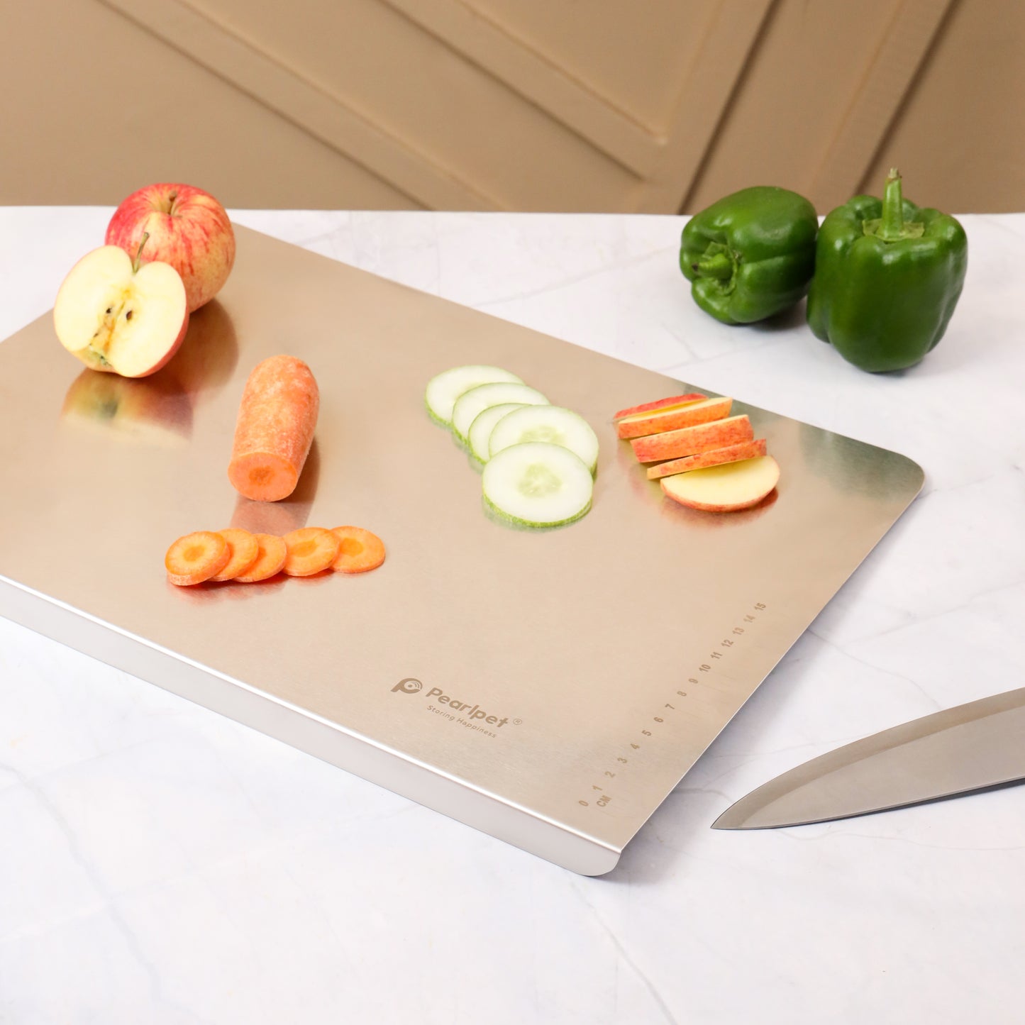 PEARLPET Stainless Steel Countertop Chopping Board - Versatile, Durable, and Hygienic |Heavy-Duty Countertop Board for Vegetables, Fruits, Meats, Kneading Dough