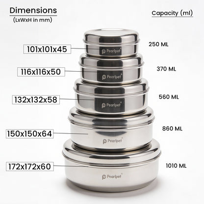 Steel Flat Canisters| Puri Dabba|Storage Containers Set Of 5 Pcs