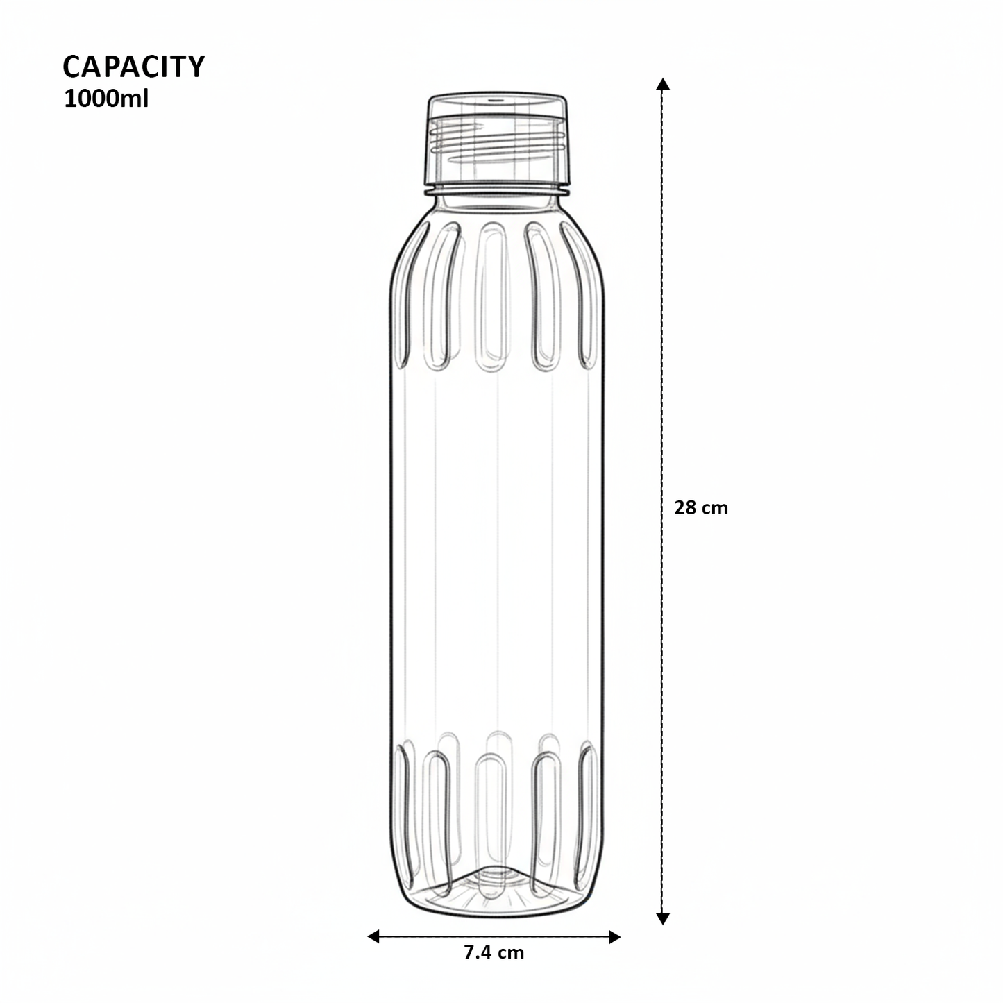 1000ml Mizu Round Water Bottle Assorted (Multicolor) - Set of 5