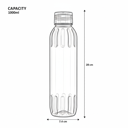 1000ml Mizu Round Water Bottle Assorted (Multicolor) - Set of 5