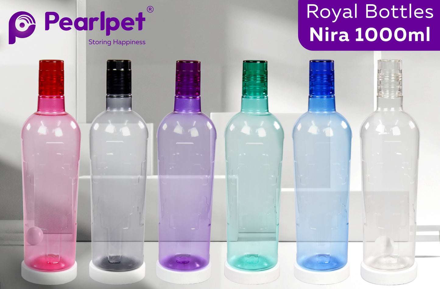 Nira BPA-free Plastic Water Bottle Set of 6 Pcs, Each 1000ml