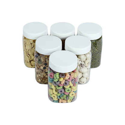 Space Saver Square Jar Set with Plastic LID, 400 ml (6 Pcs, 12 Pcs and 24 Pcs)