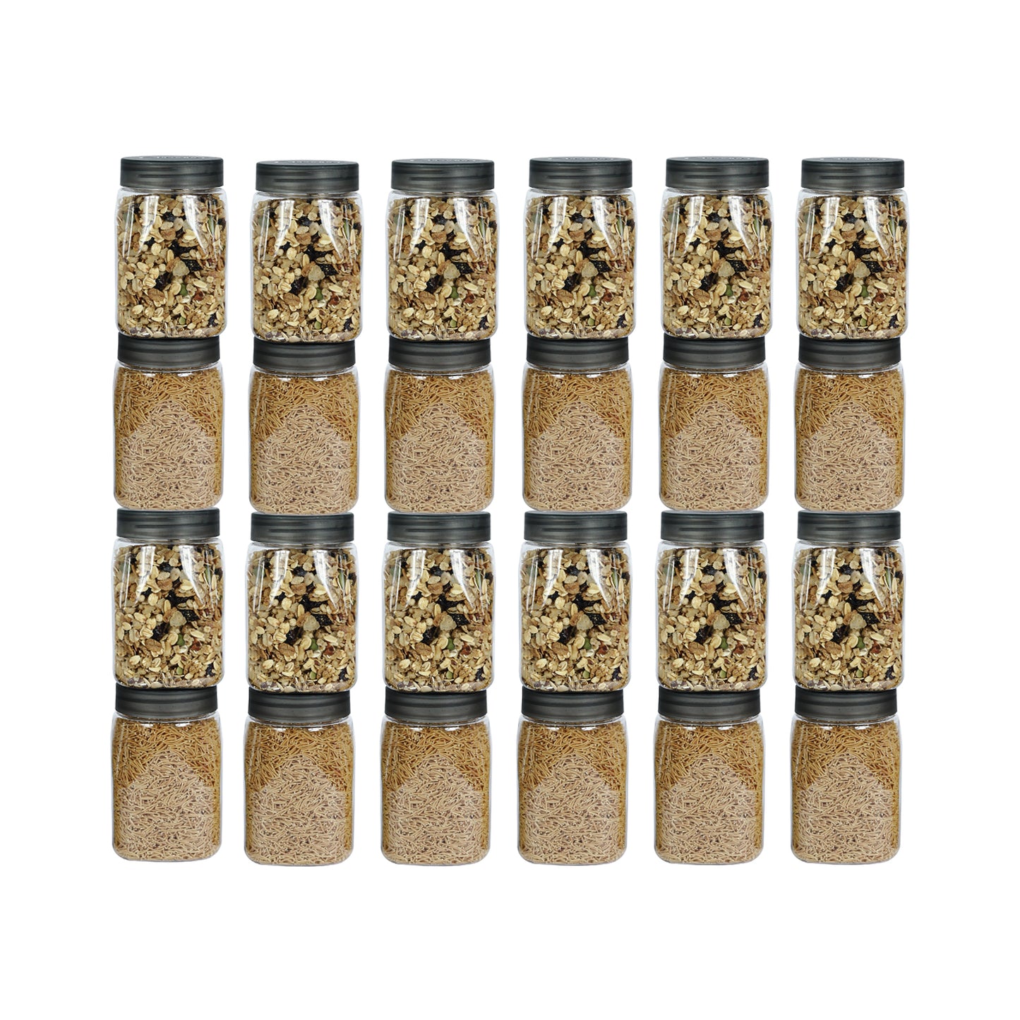 Space Saver Square Jar Set with Plastic LID, 400 ml (6 Pcs, 12 Pcs and 24 Pcs)