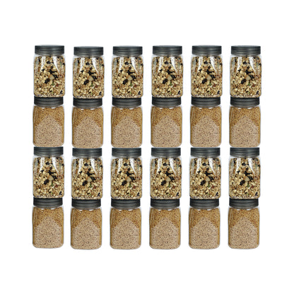 Space Saver Square Jar Set with Plastic LID, 400 ml (6 Pcs, 12 Pcs and 24 Pcs)