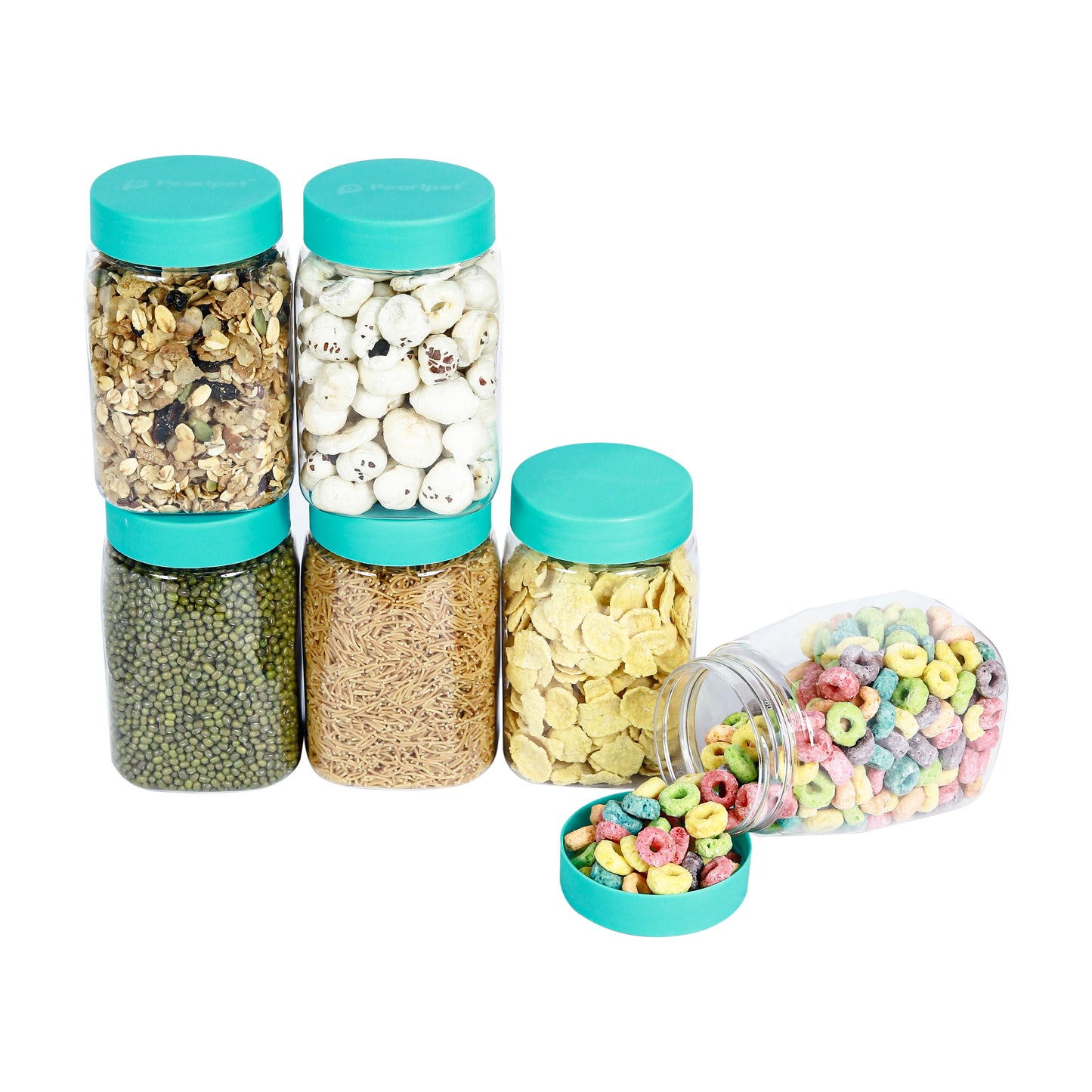 Space Saver Square Jar Set with Plastic LID, 400 ml (6 Pcs, 12 Pcs and 24 Pcs)