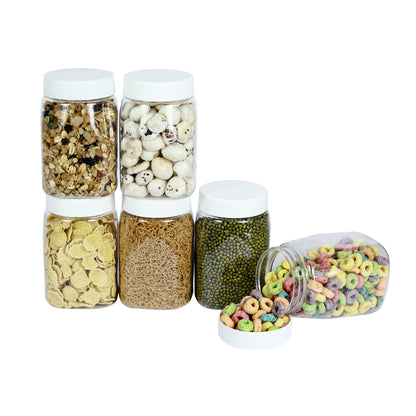 Space Saver Square Jar Set with Plastic LID, 400 ml (6 Pcs, 12 Pcs and 24 Pcs)