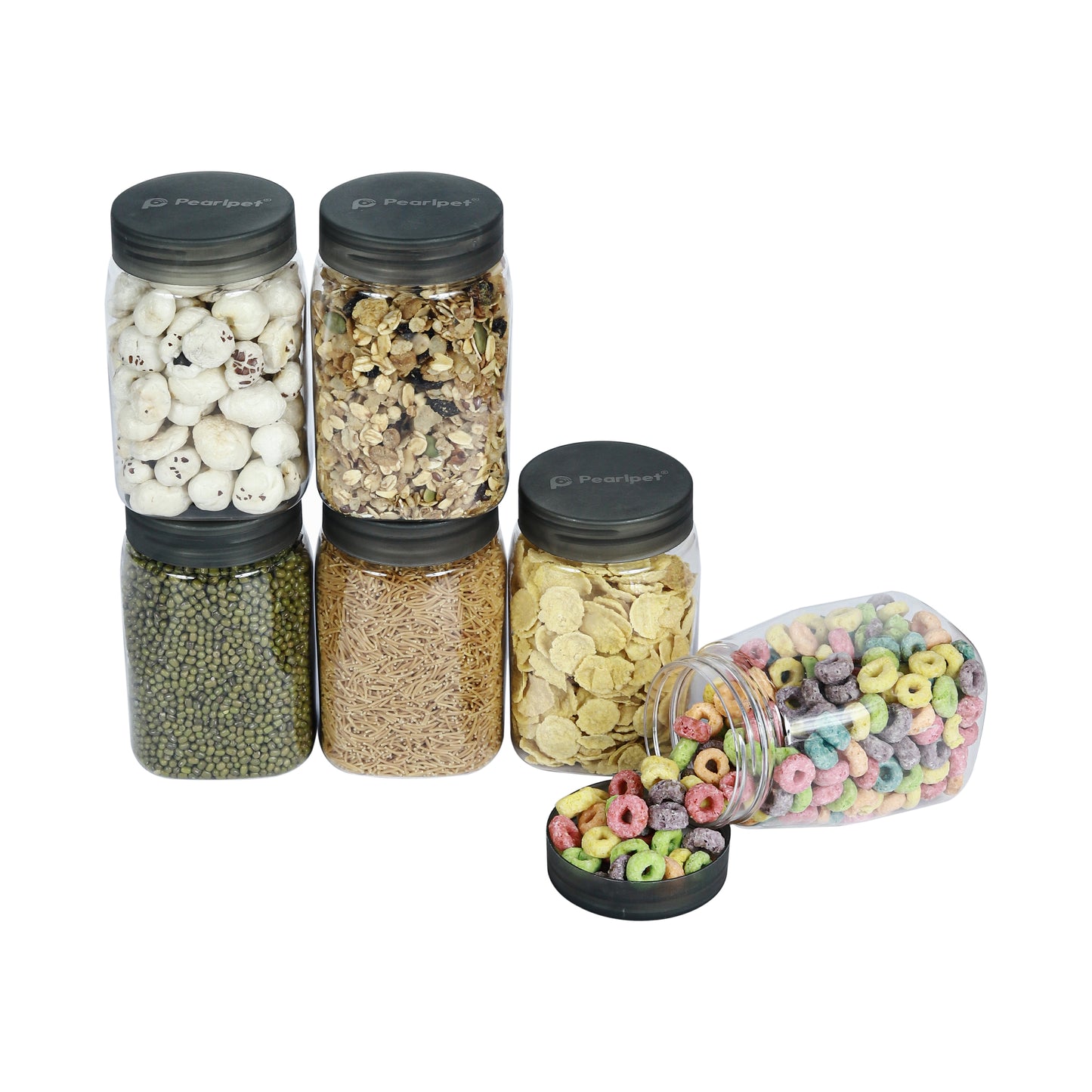 Space Saver Square Jar Set with Plastic LID, 400 ml (6 Pcs, 12 Pcs and 24 Pcs)