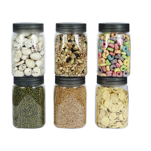 Space Saver Square Jar Set with Plastic LID, 400 ml (6 Pcs, 12 Pcs and 24 Pcs)