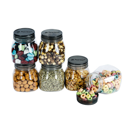 Space Saver Square Jar Set with Plastic LID, 200 ml (6pcs, 12pcs, 24pcs)