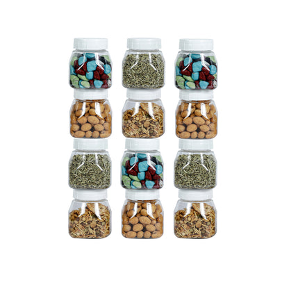 Space Saver Square Jar Set with Plastic LID, 200 ml (6pcs, 12pcs, 24pcs)