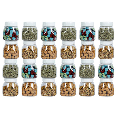 Space Saver Square Jar Set with Plastic LID, 200 ml (6pcs, 12pcs, 24pcs)