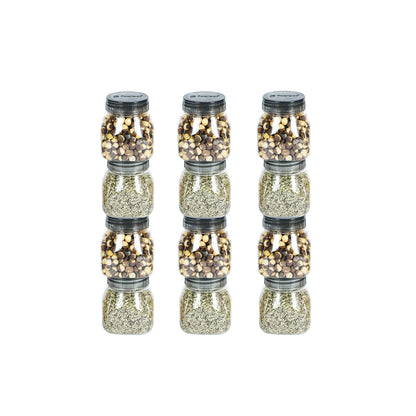 Space Saver Square Jar Set with Plastic LID, 200 ml (6pcs, 12pcs, 24pcs)