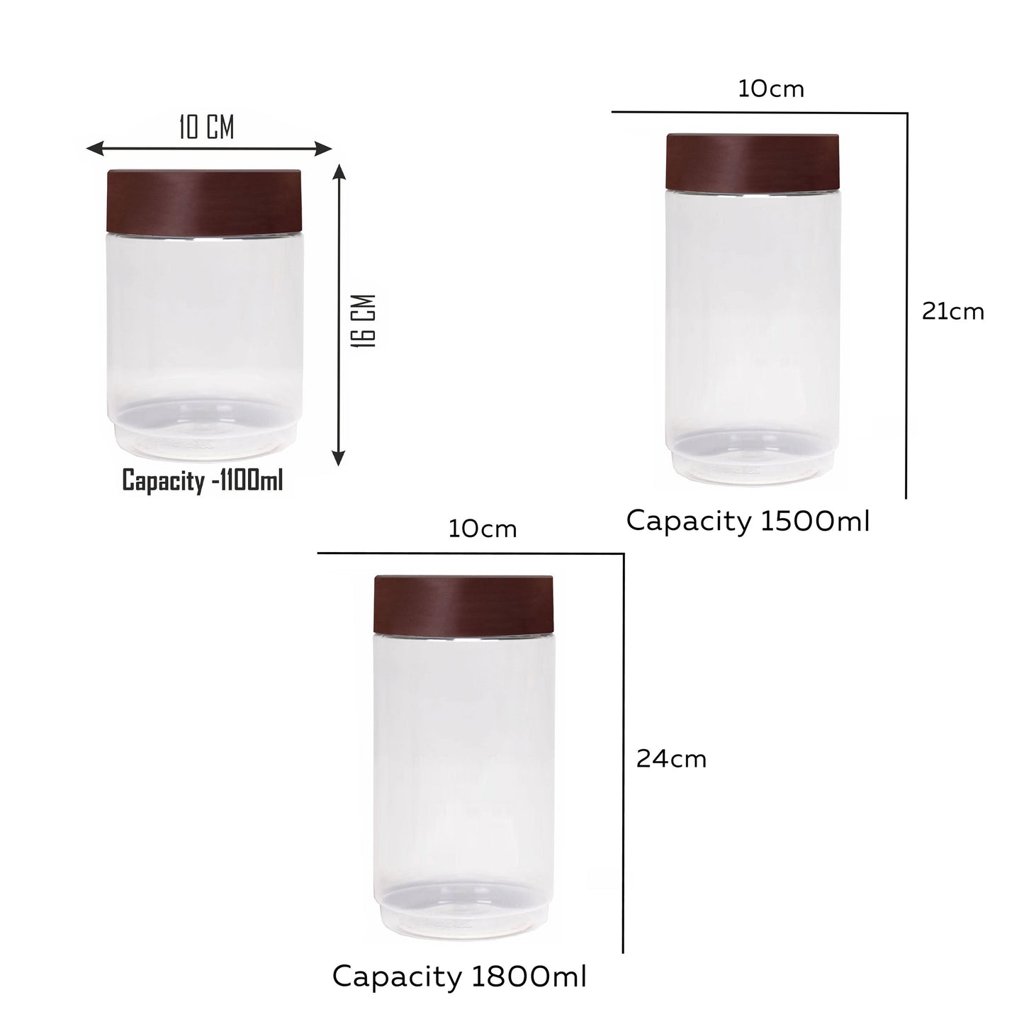 Pearlpet Modedge Jar Set of 26 pieces (6pcs x200ml, 6pcs x300ml, 6pcs x500ml, 2pcs x800ml, 2pcs x1100ml, 2pcs x1500ml, 2pcs x1800ml) |BPA-free |Durable |Leak Proof |Stackable Jars