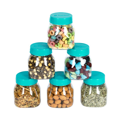 Space Saver Square Jar Set with Plastic LID, 200 ml (6pcs, 12pcs, 24pcs)
