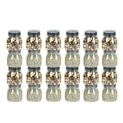 Space Saver Square Jar Set with Plastic LID, 200 ml (6pcs, 12pcs, 24pcs)