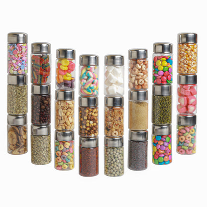 Plus Round Jars with Steel caps - Set of 6, 12 and 24 (100ml)