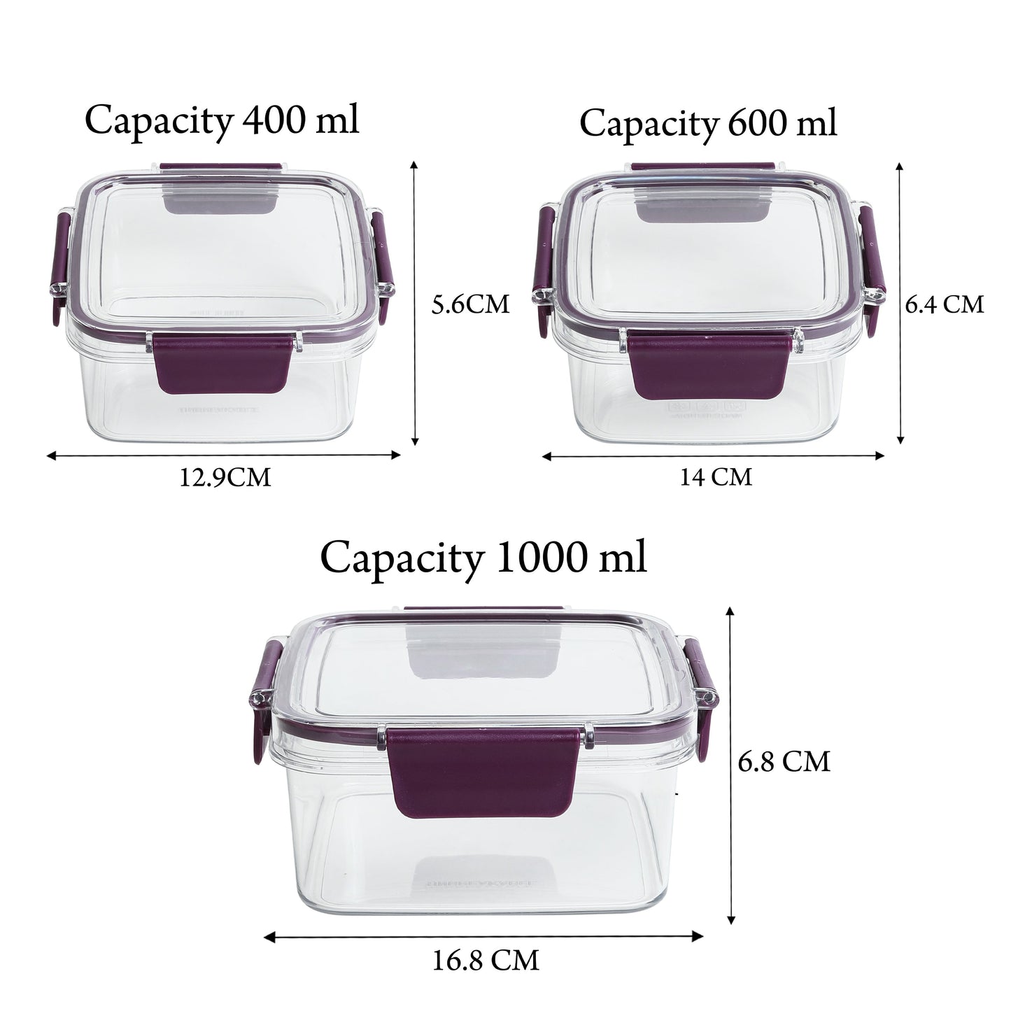 Melody Jars - Airtight, BPA-Free, Stackable Food Storage Containers | Set of 3 Unbreakable PET Jars (400ml, 600ml, 1000ml)