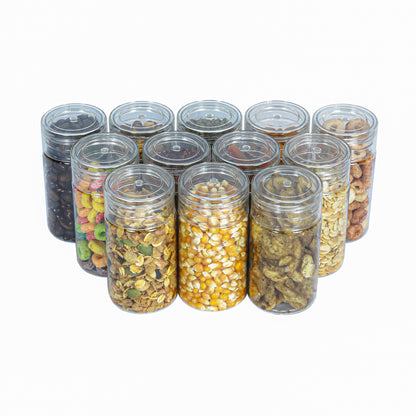 Tiffany Plastic Containers for Kitchen Storage with Spoon | BPA-Free, Stackable Jars | Set of 6, 12 and 24 (100ml)