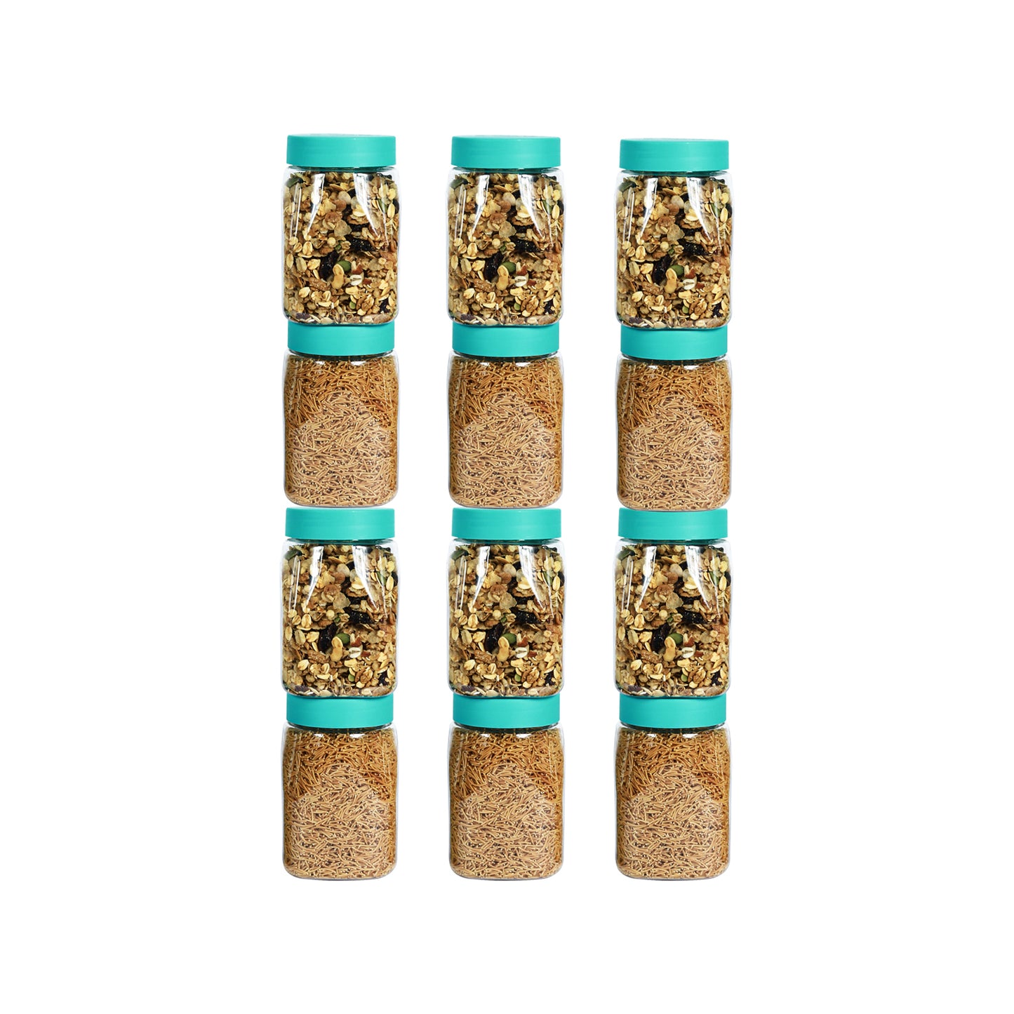 Space Saver Square Jar Set with Plastic LID, 400 ml (6 Pcs, 12 Pcs and 24 Pcs)