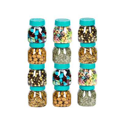 Space Saver Square Jar Set with Plastic LID, 200 ml (6pcs, 12pcs, 24pcs)