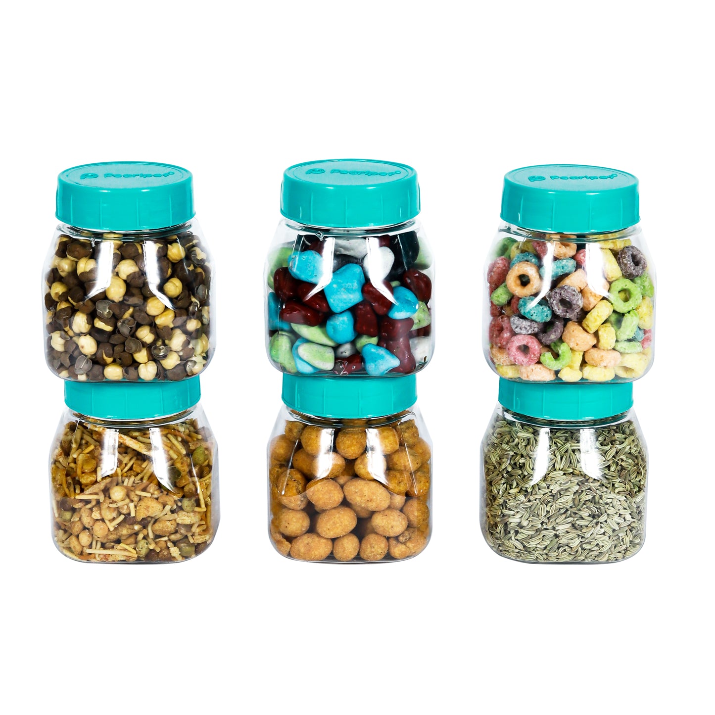 Space Saver Square Jar Set with Plastic LID, 200 ml (6pcs, 12pcs, 24pcs)