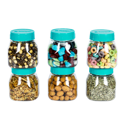 Space Saver Square Jar Set with Plastic LID, 200 ml (6pcs, 12pcs, 24pcs)