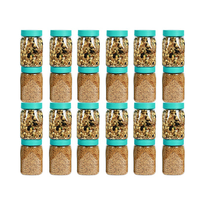 Space Saver Square Jar Set with Plastic LID, 400 ml (6 Pcs, 12 Pcs and 24 Pcs)